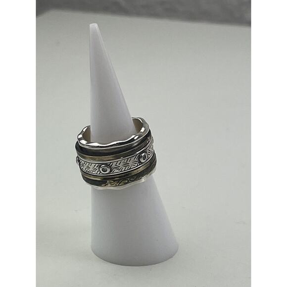 Silpada Sterling Silver & Brass with Patina Spinner Ring Isabella R3137 Size 6 - Picture 8 of 11